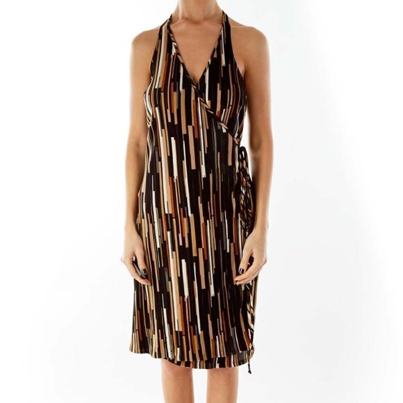 Mica Dresses & Skirts - mica Multicolor One Shoulder Geometric Print Wrap Dress